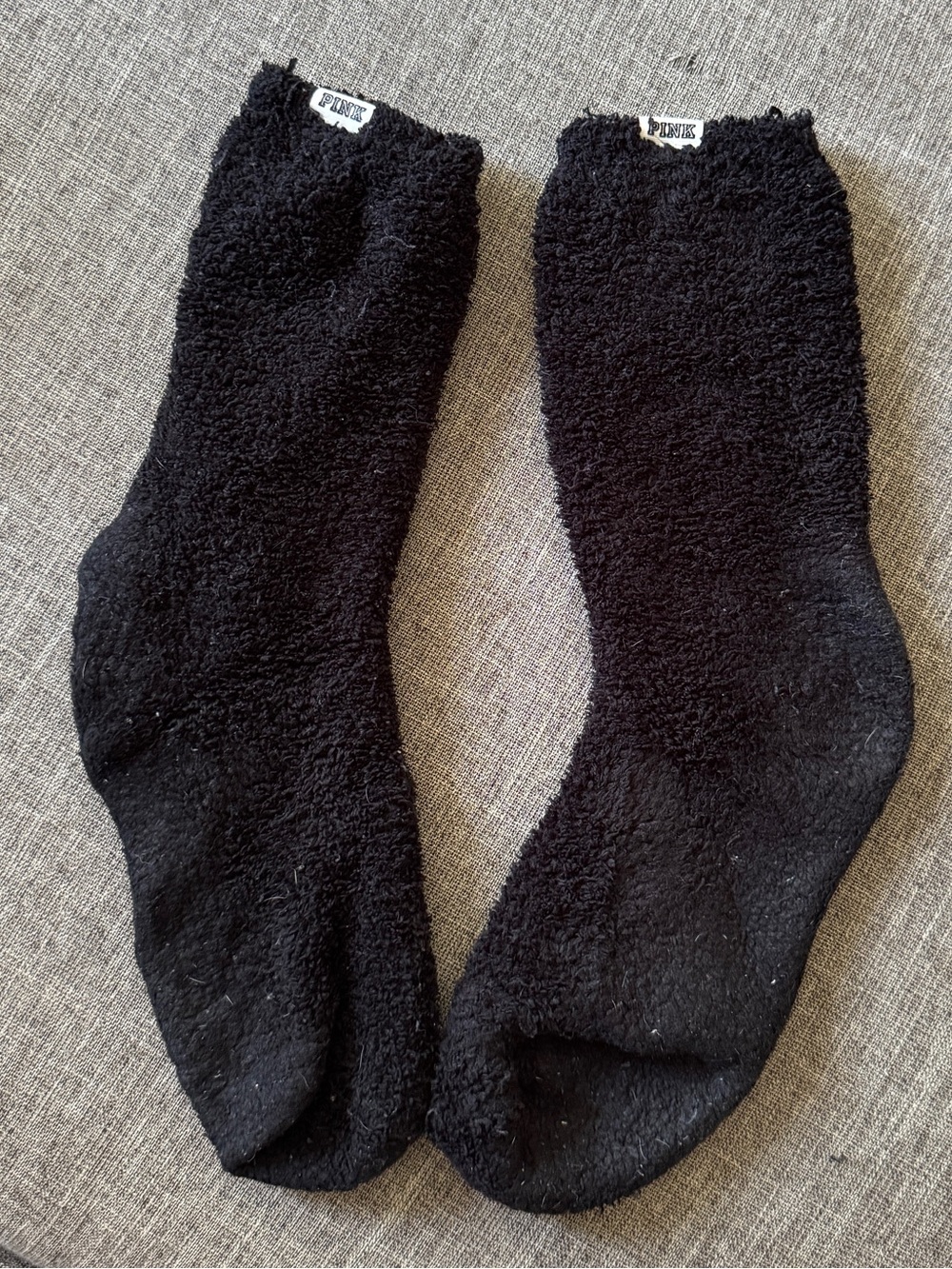 PINK Victoria's Secret Black Plush Fuzzy Socks